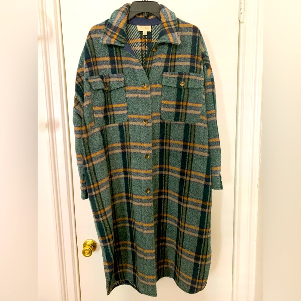 Plaid Shirt Jacket from Anthropologie. Size Medium. Brand is Two if by Sea! - Picture 1 of 4
